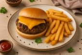 Burger with chips